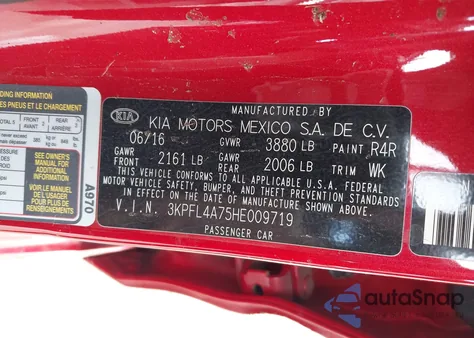 2017 Kia Forte S from USA, damaged, VIN 3KPFL4A75HE009719